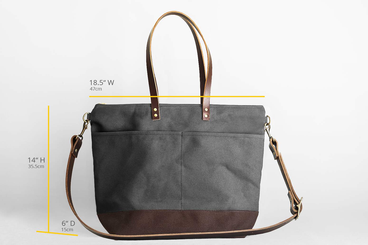 Large Carrier Tote – Charcoal Grey + Brown (SAMPLE) – Modern Coup ...